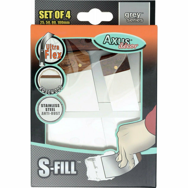 Axus Grey S-Fill Filling Knife Set 25, 50, 80, 100MM