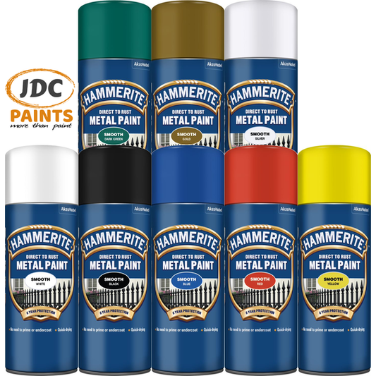 HAMMERITE SMOOTH DIRECT TO RUST METAL SPRAY PAINT VARIOUS COLOURS 400ML