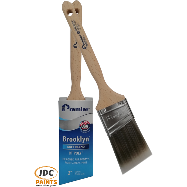 PREMIER HAND CRAFTED ANGLE PAINT BRUSH USA BROOKLYN SOFT BLEND POLYESTER 2INCH