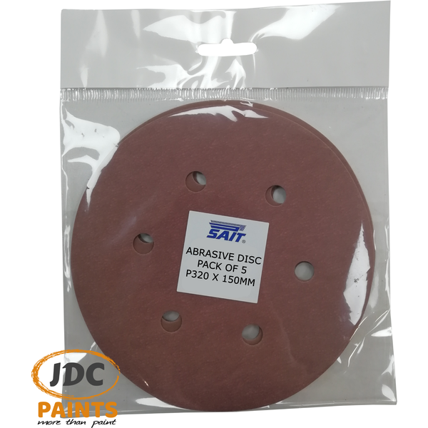 SAIT ABRASIVE SANDING DISCS 150MM VARIOUS GRITS P40-P320 PK5
