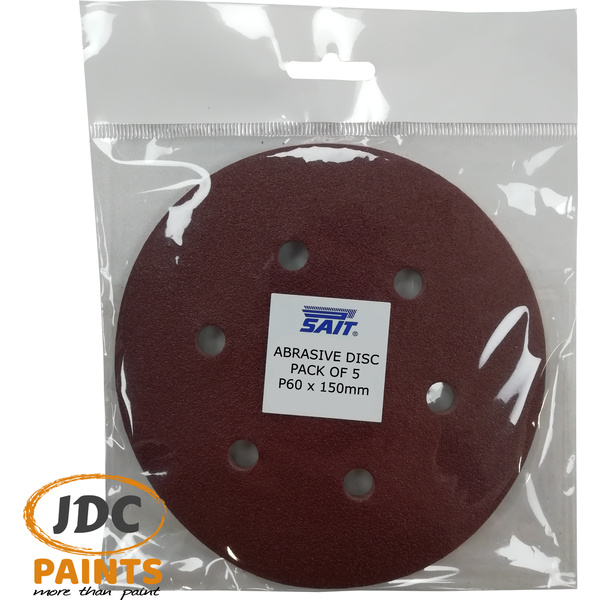 SAIT ABRASIVE SANDING DISCS 150MM VARIOUS GRITS P40-P320 PK5