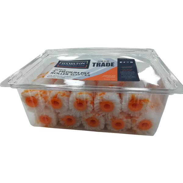 HAMILTON FOR THE TRADE MEDIUM PILE ROLLER SLEEVES 4INCH PACK OF 10