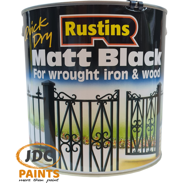 RUSTINS QUICK DRY INTERIOR & EXTERIOR PAINT FOR WOOD AND METAL MATT BLACK VARIOUS SIZES