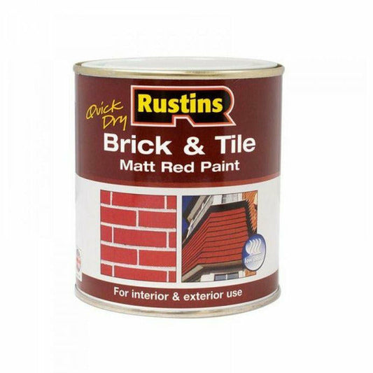 RUSTINS QUICK DRY INTERIOR AND EXTERIOR BRICK & TILE MATT RED VARIOUS SIZES