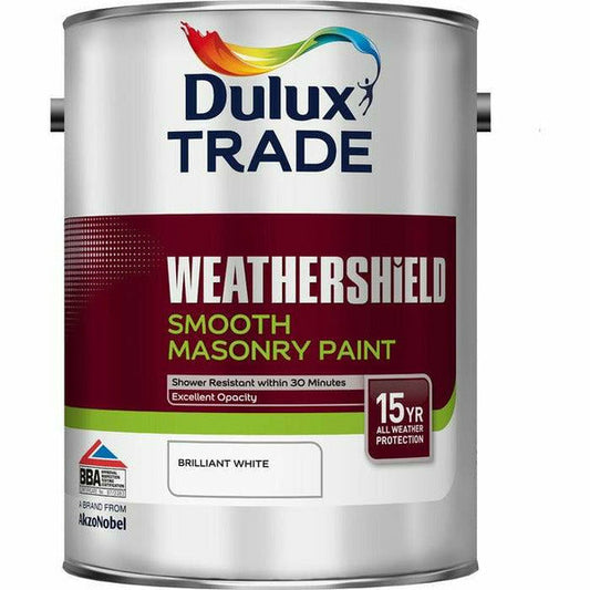 Dulux Trade Weathershield Smooth Masonry Paint Brilliant White