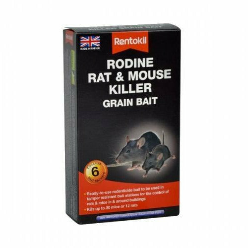 RENTOKIL RODINE MOUSE & RAT KILLER GRAIN BAIT 6SACH