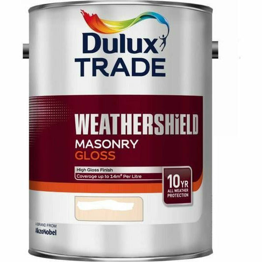 Dulux Trade Weathershield All Seasons Masonry Gloss Pure Brilliant White 5L
