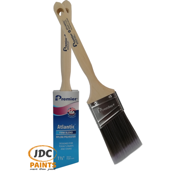 PREMIER HAND CRAFTED ANGLED PAINT BRUSH USA ATLANTIC FIRM BLEND POLYESTER 1.5INCH