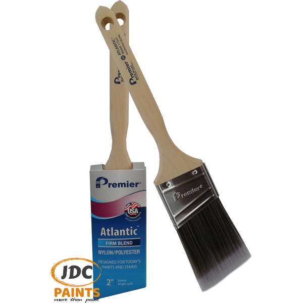 PREMIER HAND CRAFTED ANGLED PAINT BRUSH USA ATLANTIC FIRM BLEND POLYESTER 2INCH