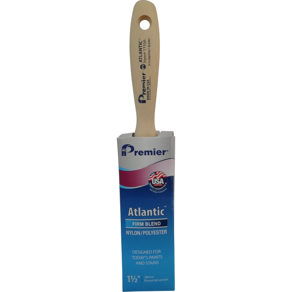 PREMIER ATLANTIC USA HAND CRAFTED FLAT PAINT BRUSH FIRM BLEND POLYESTER 1.5INCH