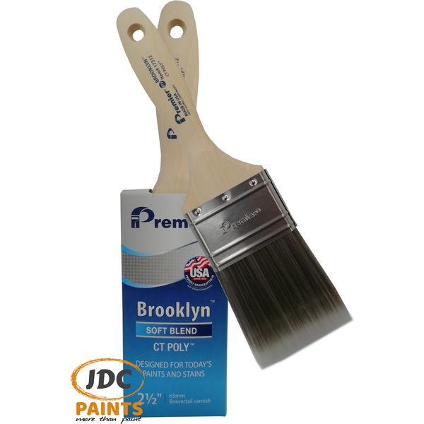 PREMIER HAND CRAFTED FLAT PAINT BRUSH USA BROOKLYN SOFT BLEND POLYESTER 2.5INCH