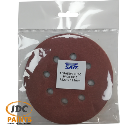 SAIT ABRASIVE SANDING DISCS 125MM VARIOUS GRITS P40-P320 PK5