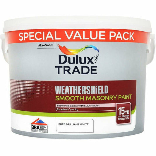 Dulux Trade Weathershield Smooth Masonry Paint Brilliant White 7.5L