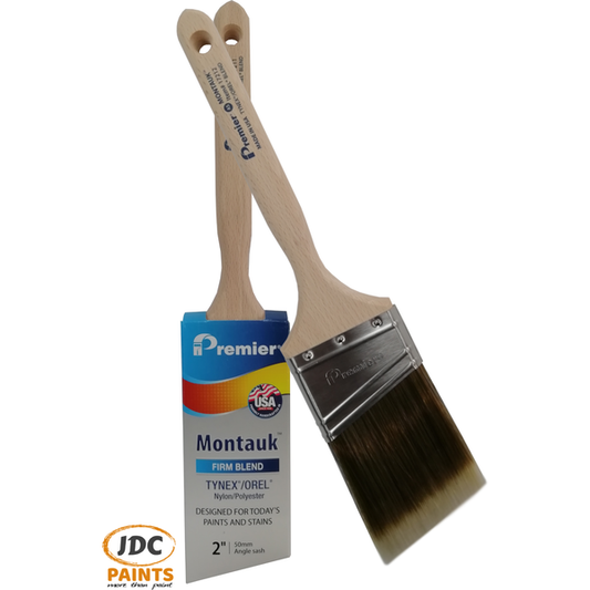 PREMIER HAND CRAFTED ANGLED PAINT BRUSH USA MONTAUK FIRM BLEND POLYESTER 2INCH